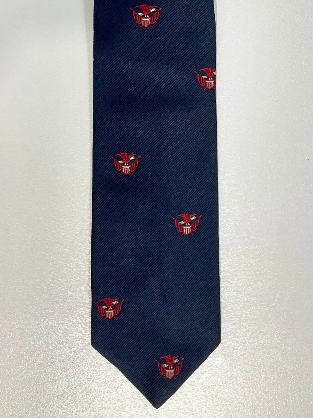 Razor Mens Navy Blue Tie with Patriotic Eagle USA Embroidered Pattern